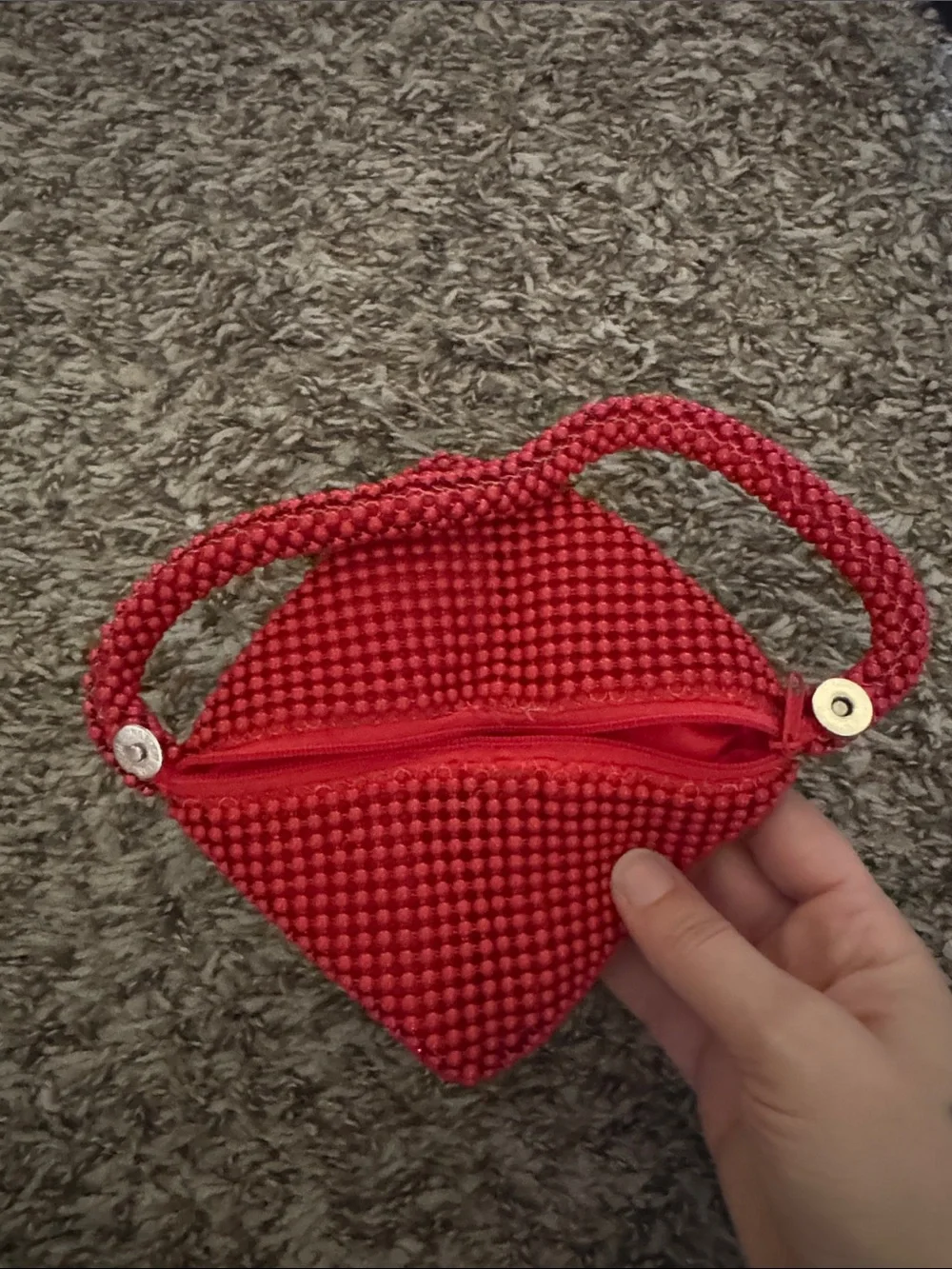Red Beaded Wristlet Evening Bag